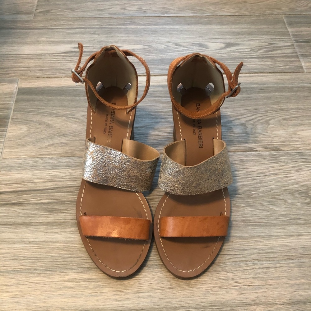 Leather block heel sandals